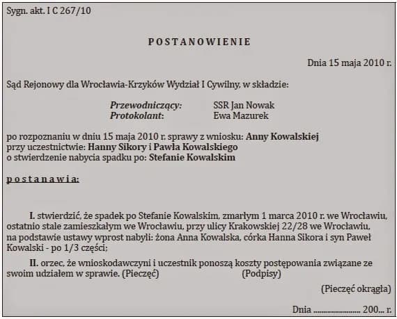 Komu przysługuje odpis postanowienia o stwierdzeniu nabycia spadku? Szybka pomoc prawna Komu przysługuje odpis postanowienia o stwierdzeniu nabycia spadku? Szybka pomoc prawna